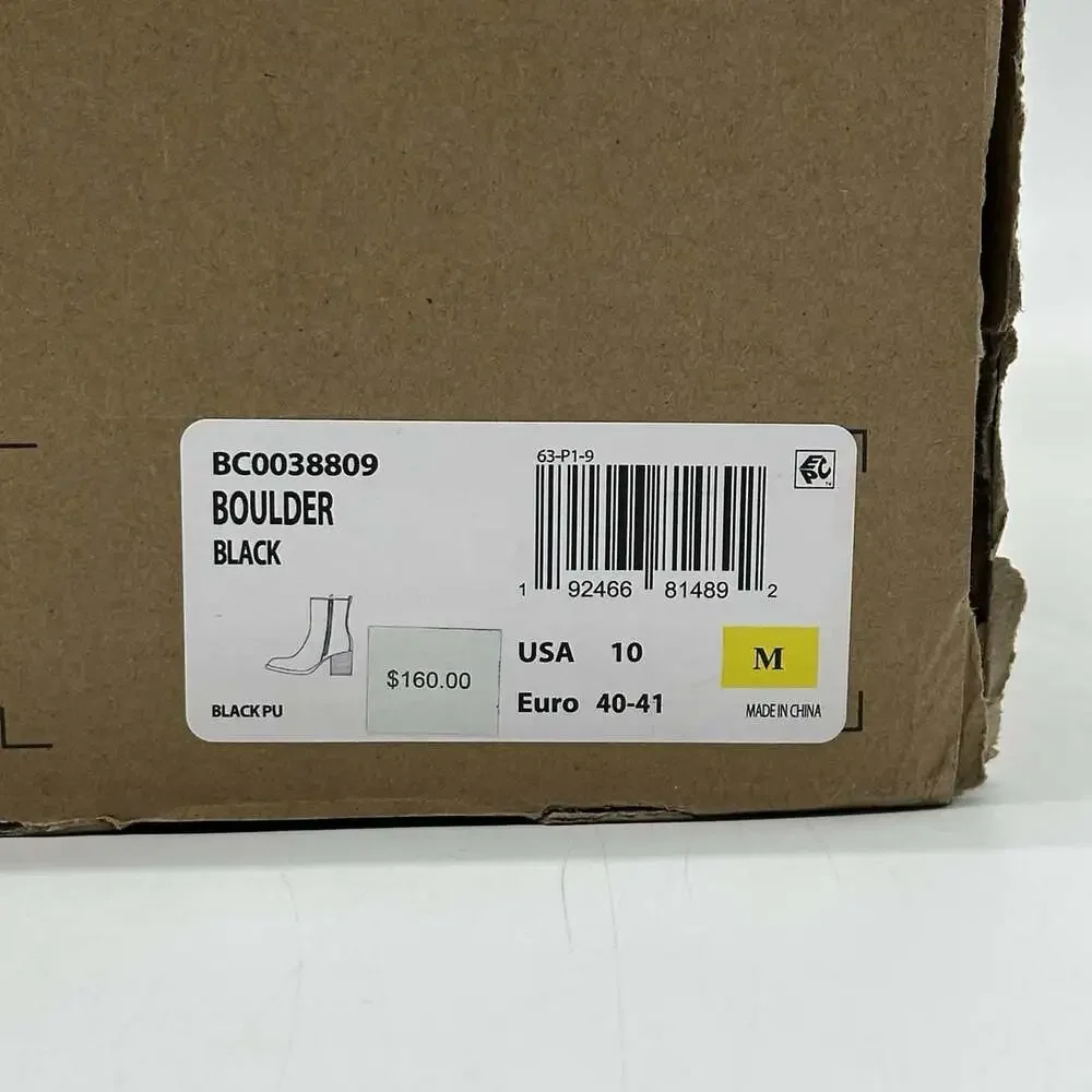 B.O.C. Born Concepts Boulder Black Faux Leather Zip-Up Bootie Women's Size 10M